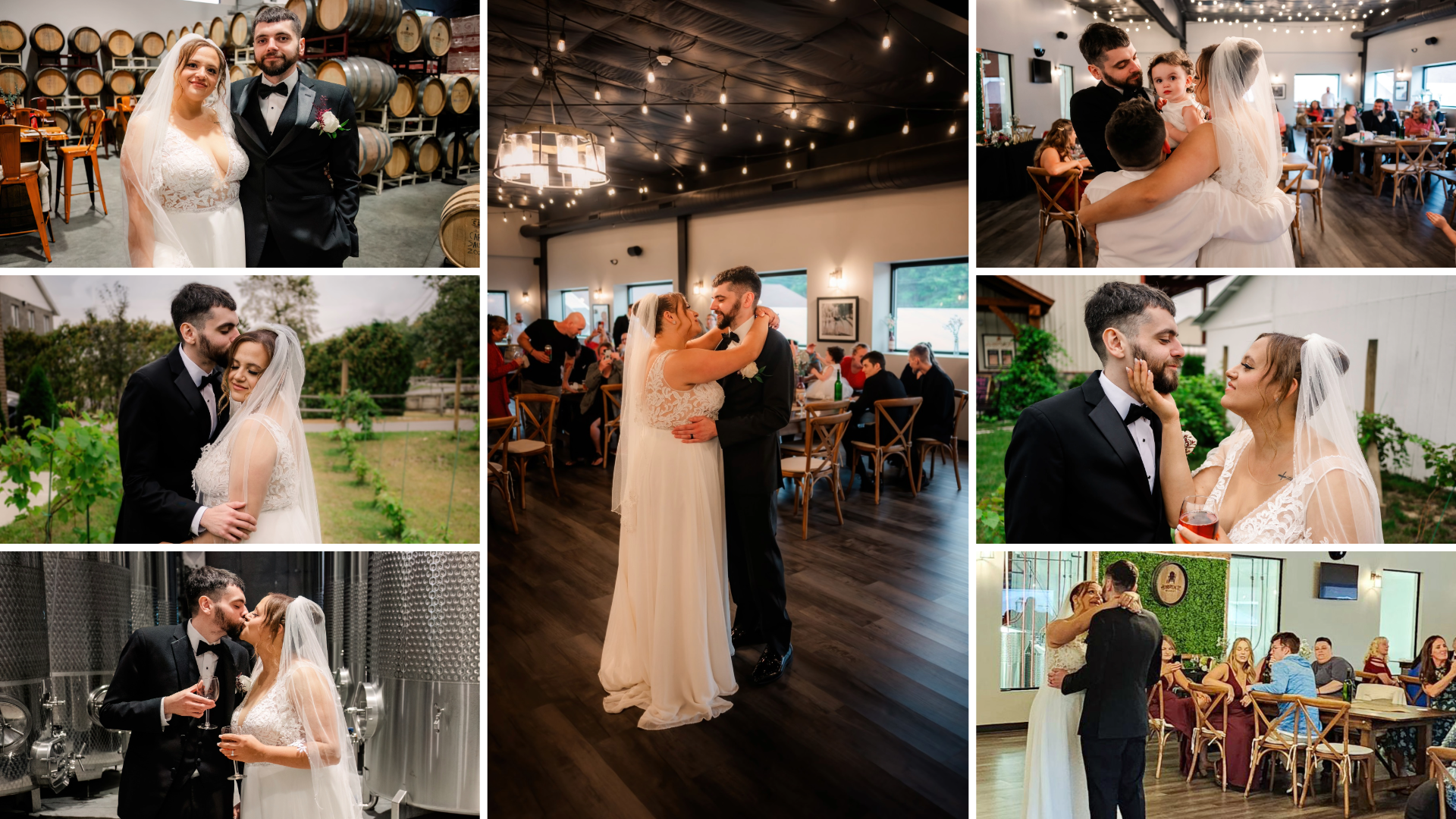 Young Couple Dancing Wedding Collage Adirondack Winery