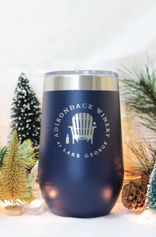 16oz. ADK Winery Logo Stainless Steel Wine Tumbler Sippy Cup- Navy 1